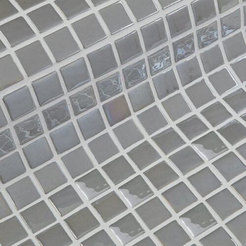 Carrelage en verre brillant gris-argent S Platinium DUNIN