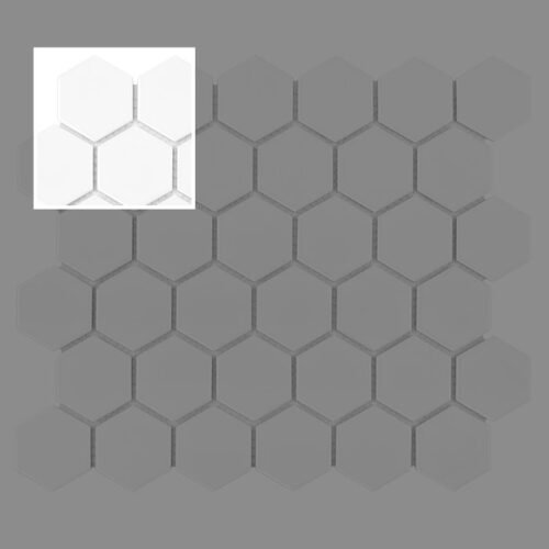 Échantillon de carrelage hexagonale blanc mat 51 mm