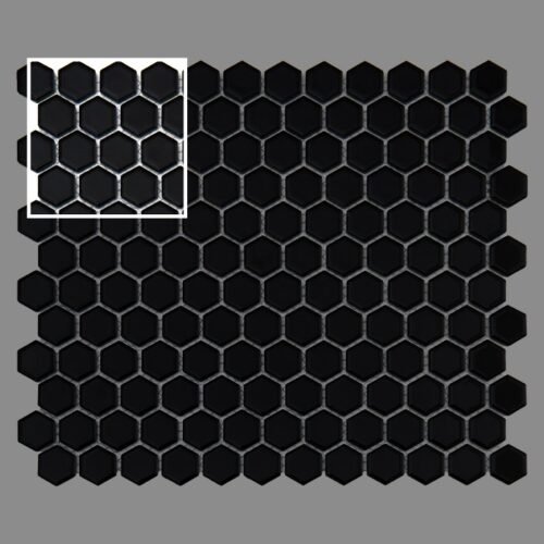 Échantillon de mosaïque hexagonale noire pour mur
