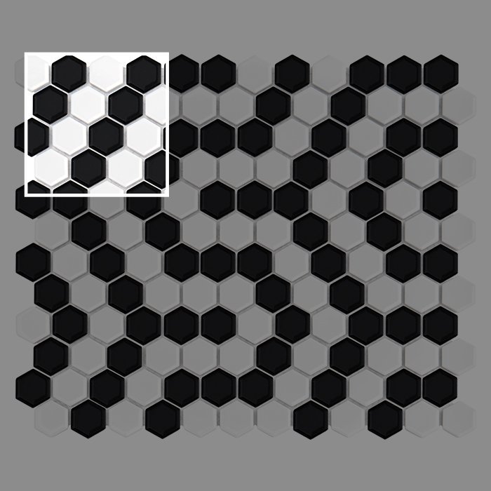 Échantillon Mini Hexagon B&W Coral Premium matt