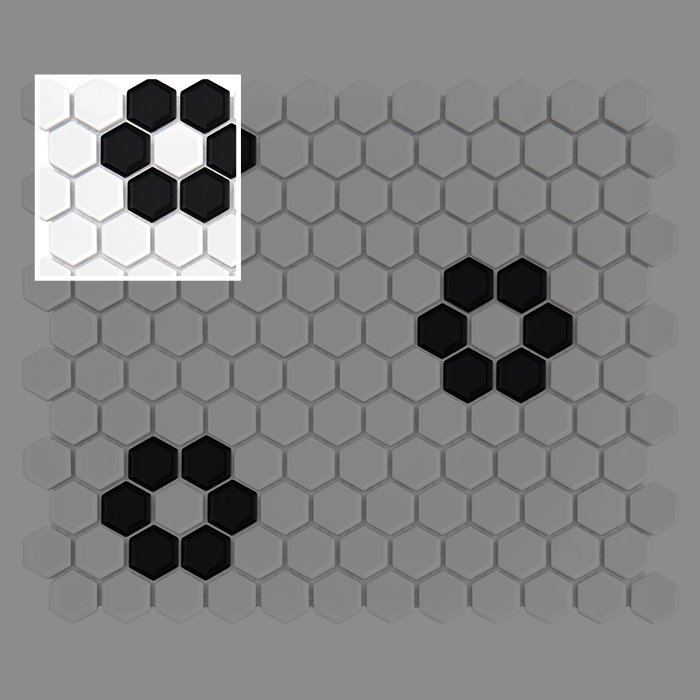 Échantillon Mini Hexagon B&W Flower Premium matt