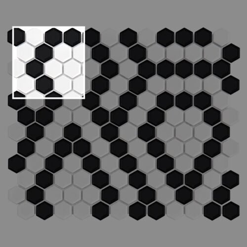 Échantillon mini hexagon noir et blanc en dentelle