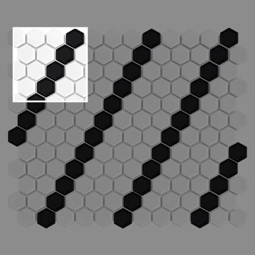 Échantillon de mosaïque hexagonale noir et blanc pour mur