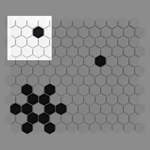 Échantillon de mosaïque hexagonale noir et blanc Snow
