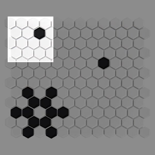 Échantillon de mosaïque hexagonale noir et blanc Snow