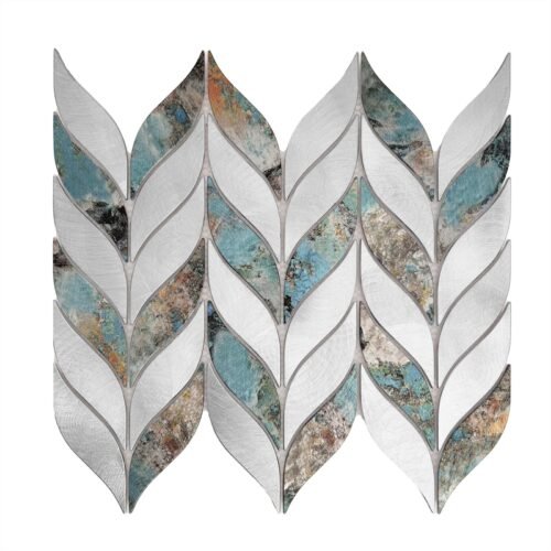 Mosaïque murale métallique Patine botanique Allumi pour cuisine et salle de bain