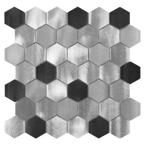 Mosaïque murale hexagonale gris Allumi 48 en verre et métal