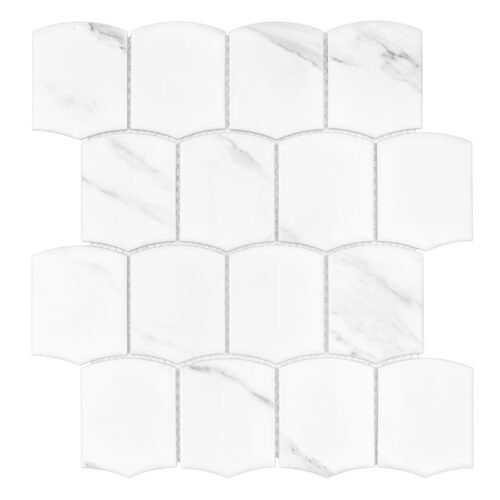 Mosaïque Arcado Carrara mat en grès cérame pour mur et sol