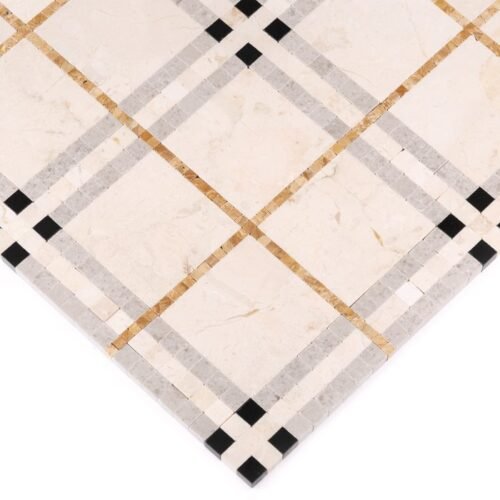 Mosaïque en marbre beige avec motif tartan carrelage intérieur