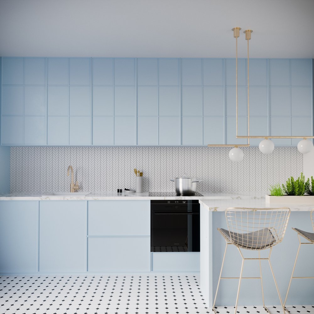 Mosaïque Octagon Blanc 95 mat — vue ambiance