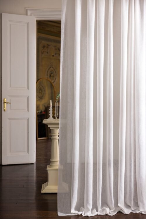 Rideau Charme en velours uni 54% polyester 46% lin, largeur 300 cm