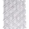 Mosaïque murale en marbre blanc Carrara avec motifs chevrons et hexagonaux