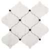 Mosaïque en marbre de Carrare blanc et noir, motif arabesque, finition polie