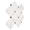 Mosaïque en marbre de Carrare blanc et noir, motif arabesque, finition polie