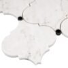 Mosaïque en marbre de Carrare blanc et noir, motif arabesque, finition polie