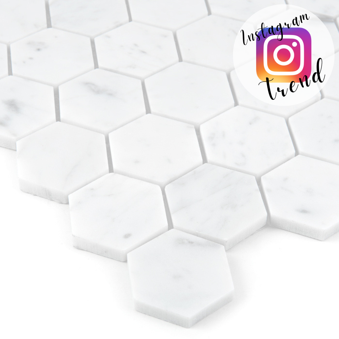 Mosaïque hexagonale Carrara White 48