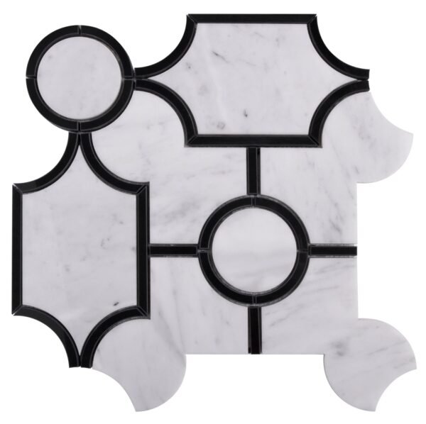 Mosaïque en marbre blanc de Carrara pour revêtement mural et sol