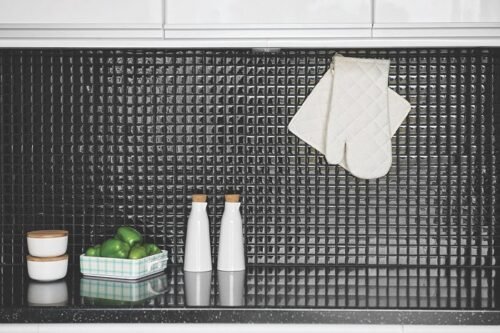 Mosaïque en verre brillant noir DD4 120 pour revêtement mural