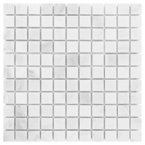 Carreau marbre blanc Eastern White 25x25 mm mosaïque mur sol