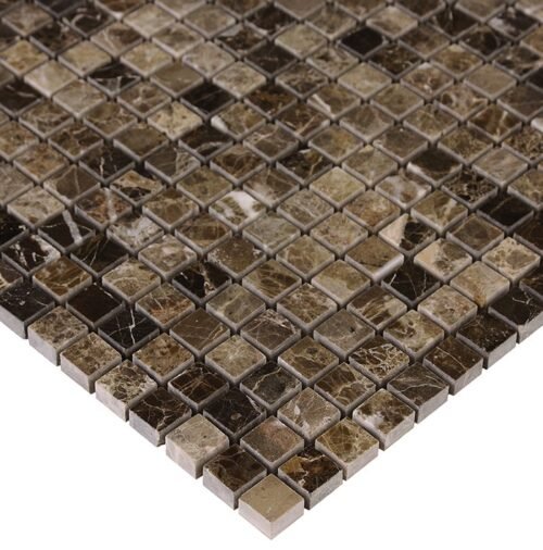 Mosaïque Emperador 15 brun en marbre et travertin naturels