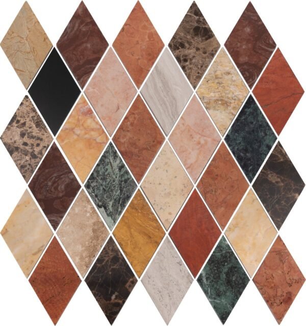 Mosaïque Emperador Rombic mix en marbre et travertin naturel