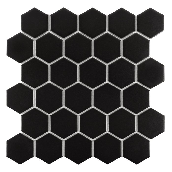 Carrelage Hexagone Noir 51 Mat — vue ambiance