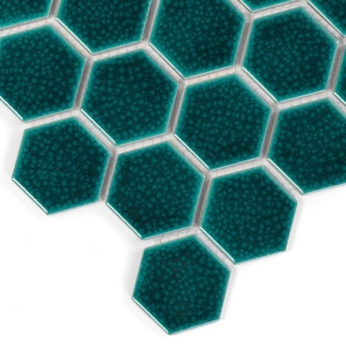 Mosaïque hexagonale en grès cérame vert pour mur