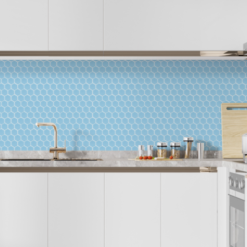 Mosaïque hexagonale bleue Montana 51 mat en grès cérame