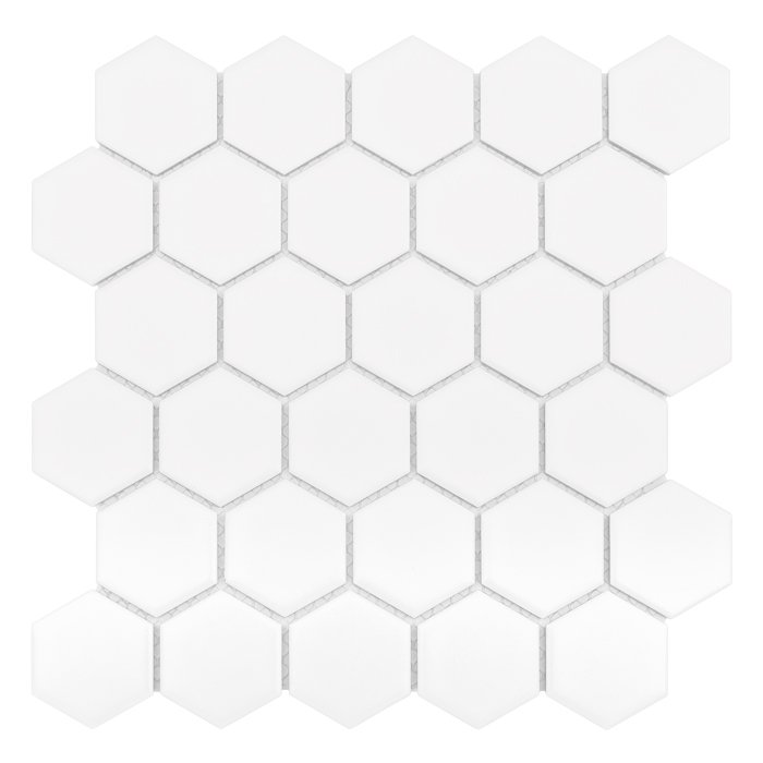 Mosaïque hexagonale grès cérame mat Blanc 51 mm — vue ambiance