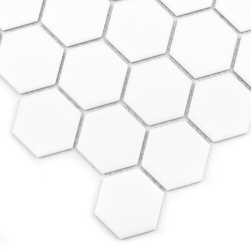 Mosaïque hexagonale grès cérame mat blanc 51 mm