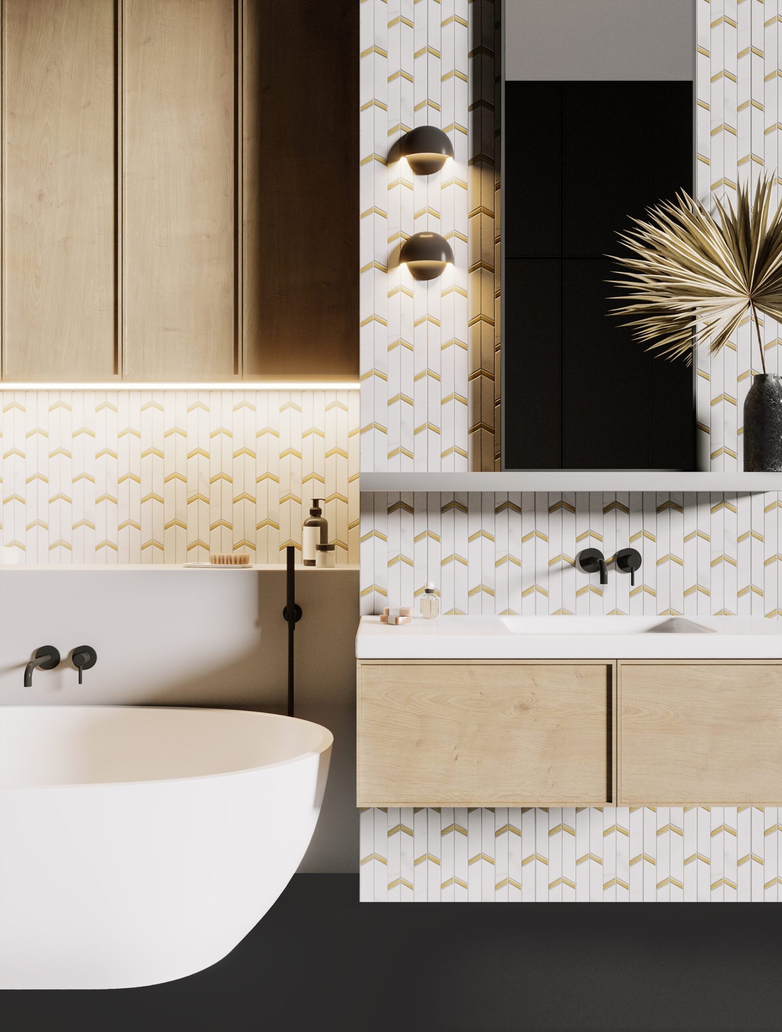 Carrelage mural Hillson Carrara GP Or Blanc — vue ambiance