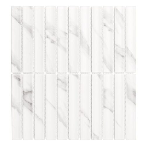 Carreau mural Kitkat Carrara mat en grès cérame effet marbre