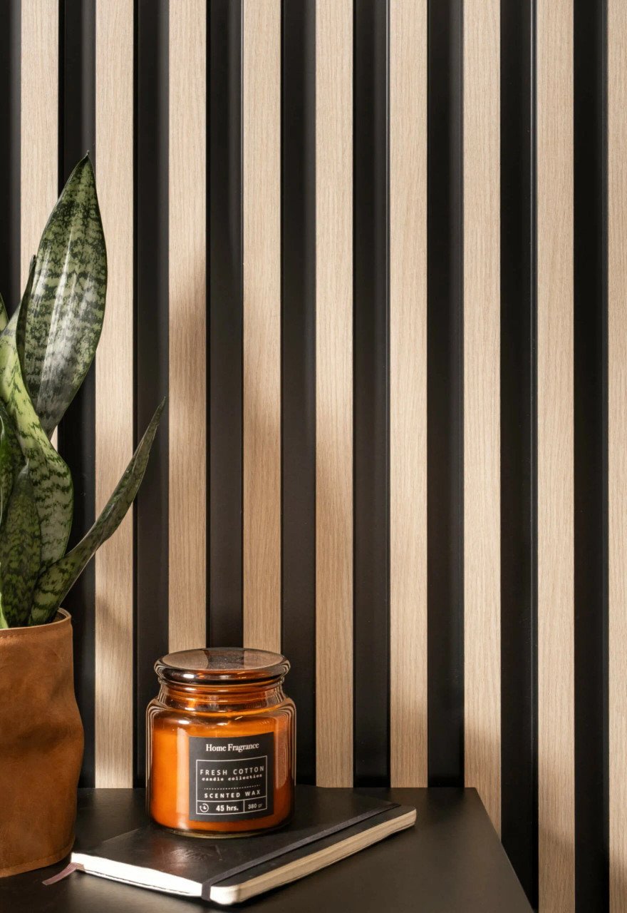 Lamelle Murale chêne clair décorative Largo  L0302T  200cm — vue ambiance