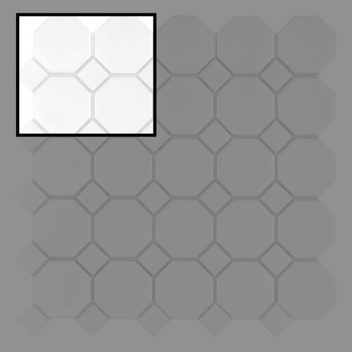 Échantillon de mosaïque octogonale blanche mat 55 mm