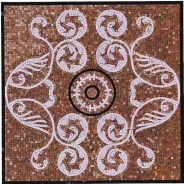 Mosaïque MM 009 en marbre, travertin, onyx et ardoise