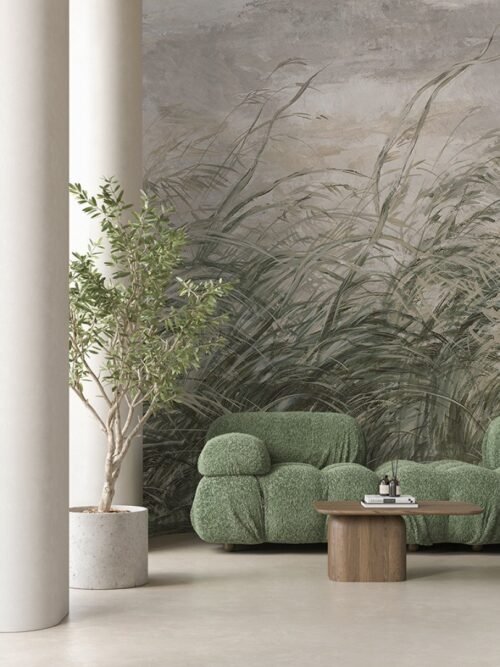 Papier peint Early Dawn 2 gris vert multicolore motif naturel