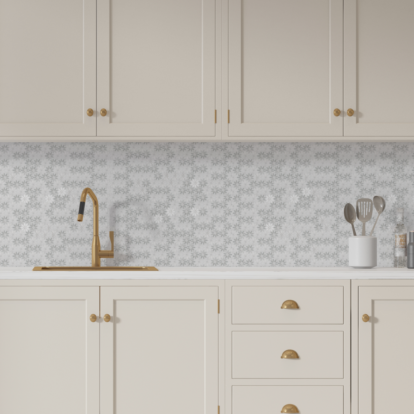 Mosaïque Carrara White Bloom — vue ambiance
