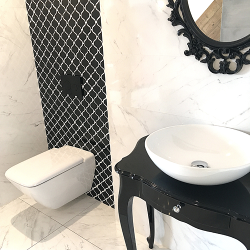 Mosaïque mini arabesco noir en grès cérame brillant pour mur