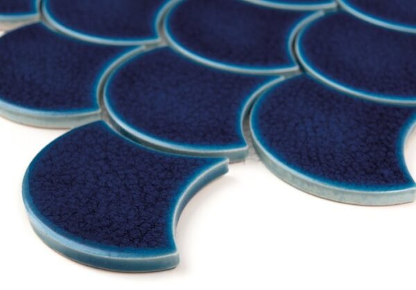 Mosaïque grès cérame Aruba 88 bleu, motif écaille de poisson