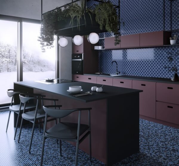 Mosaïque grès cérame Aruba 88 bleu écaille de poisson