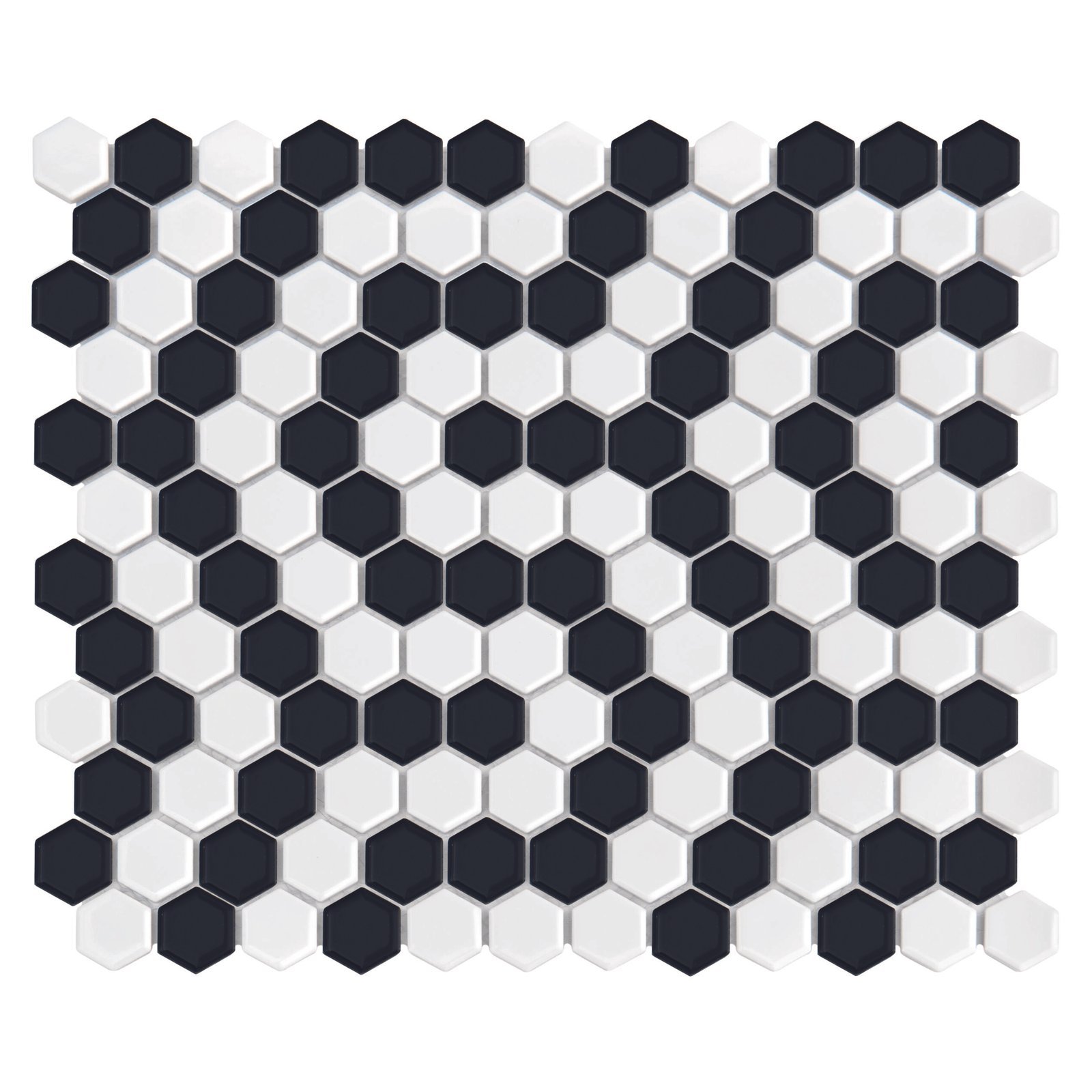 Mosaïque Mini Hexagone Noir Blanc Corail Premium Mat