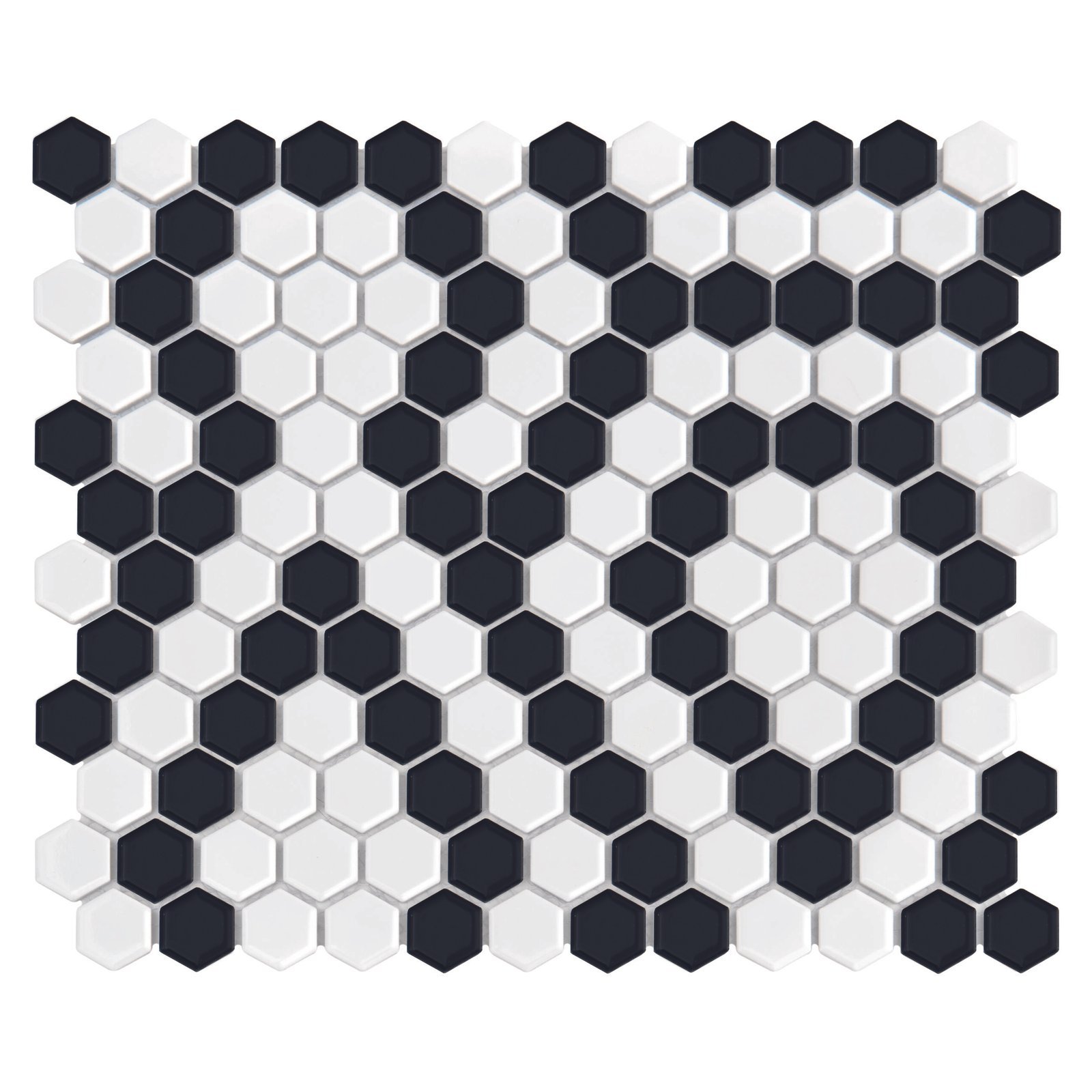 Mosaïque Mini Hexagone N&B Dentelle Premium Mat
