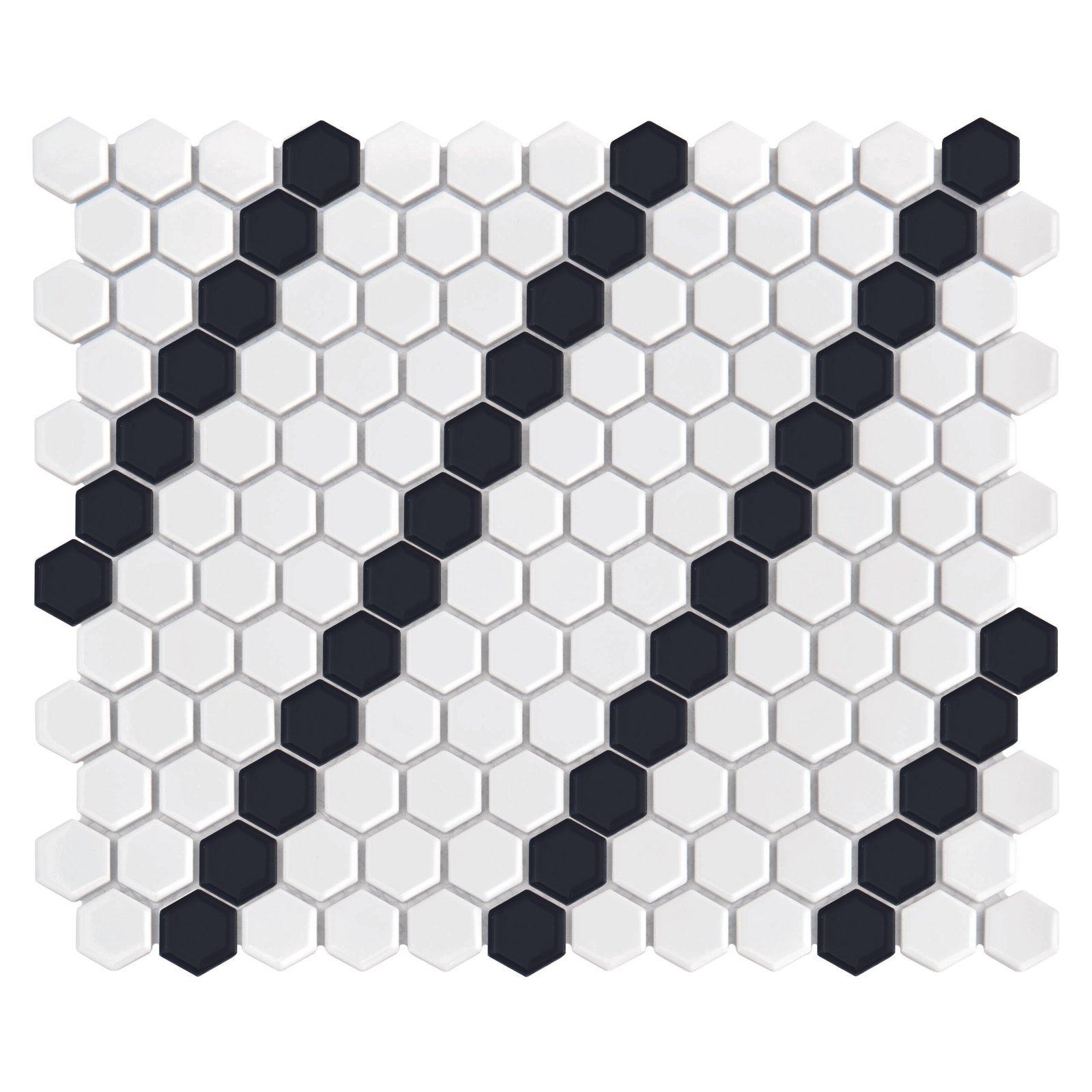 Carrelage Mosaïque Mini Hexagone Noir et Blanc Lean