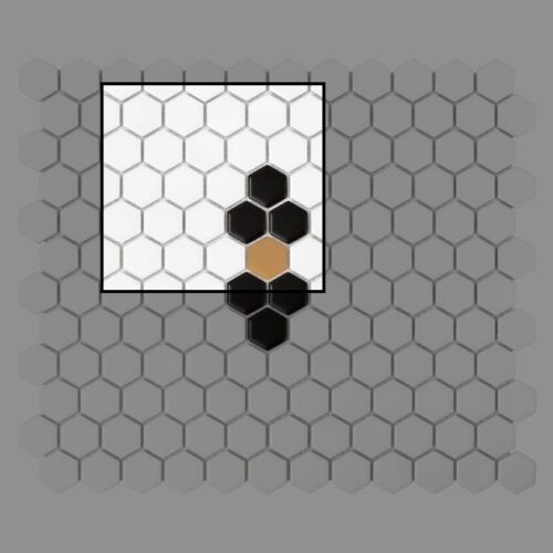 Échantillon de mosaïque hexagonale noire mat pour murale