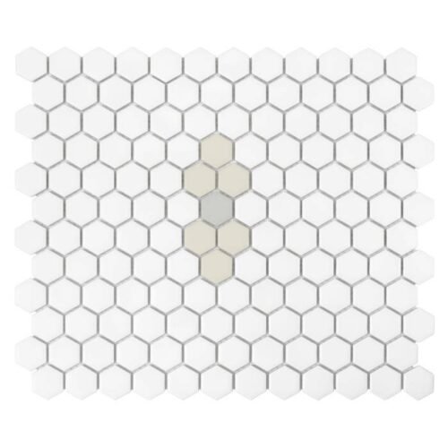 Carrelage hexagonal grés cérame mat blanc beige gris