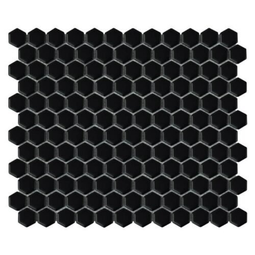 Carrelage hexagone noir mat en grès cérame pour murs et sols