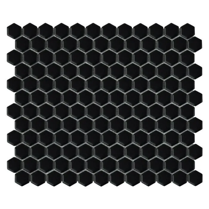 Carrelage Mini Hexagone Noir Mat