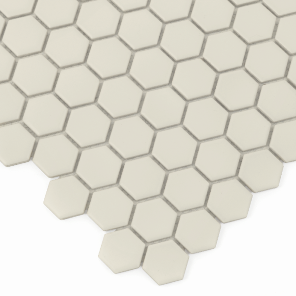 Carrelage grès cérame mat beige en forme d'hexagone
