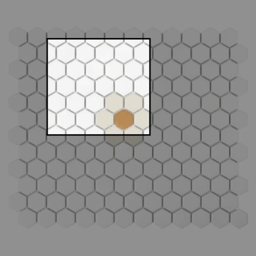 Échantillon mosaïque hexagonale Daisy Cotton mat pour décoration murale