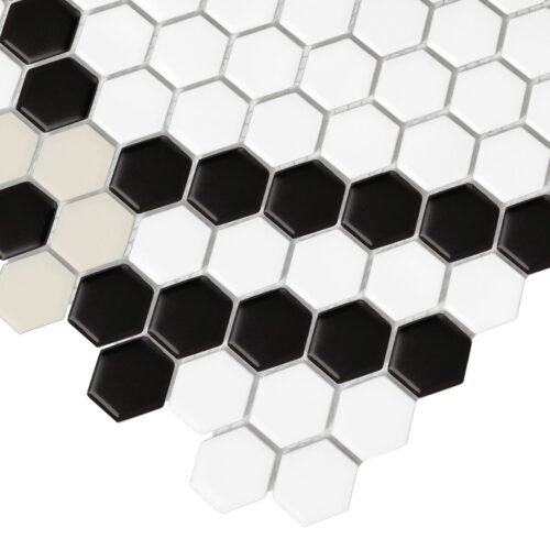 Carreau hexagone noir mat Doublehex en grès cérame pour murs et sols